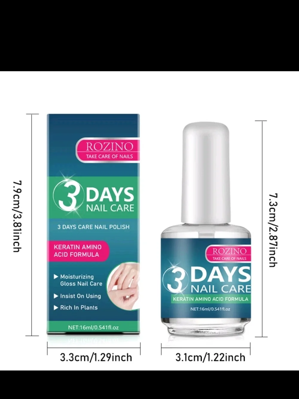 Rozino 3 Days Nail Care Keratin Treatment - Translucent Glossy Finish